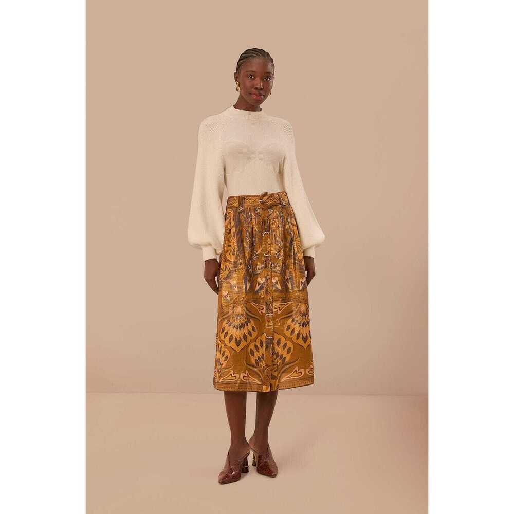 Farm Rio Gold Heart Forest Midi Skirt